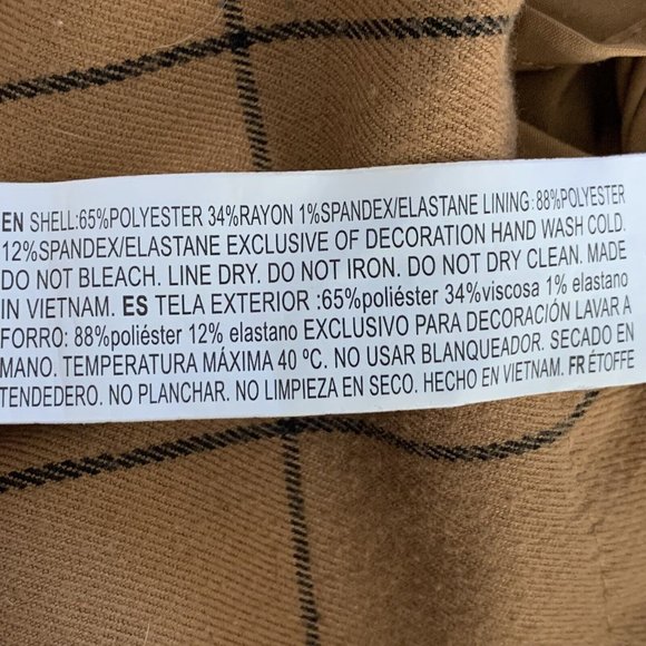 Forever 21 Asymmetrical Mini Skirt Women S Lined Tan Windowpane Preppy - Picture 9 of 9